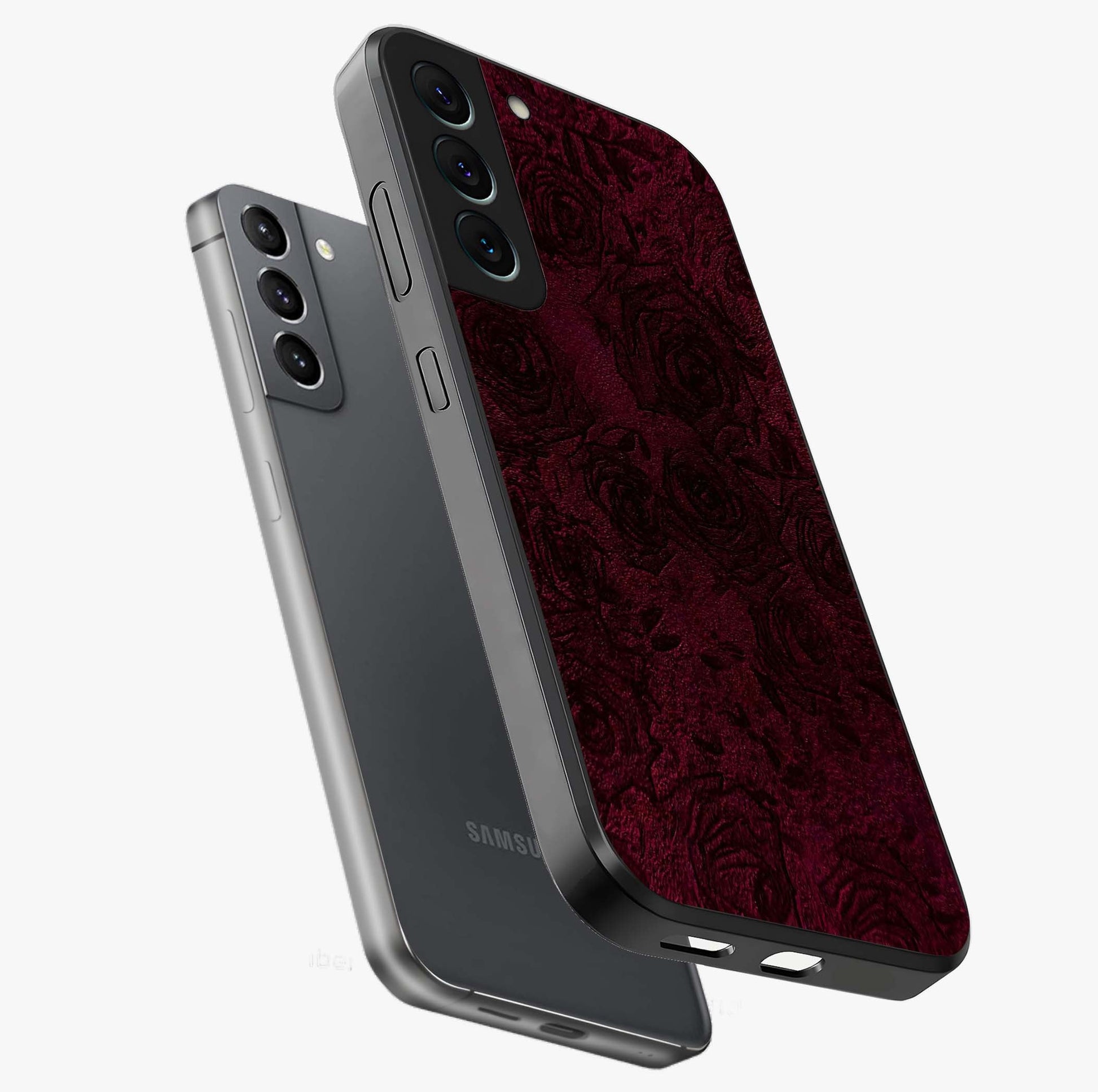 Crimson Fade Flow Glass Case displayed in angled mockup highlighting smooth gradient design with modern aesthetic style.