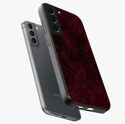 Crimson Fade Flow Glass Case displayed in angled mockup highlighting smooth gradient design with modern aesthetic style.