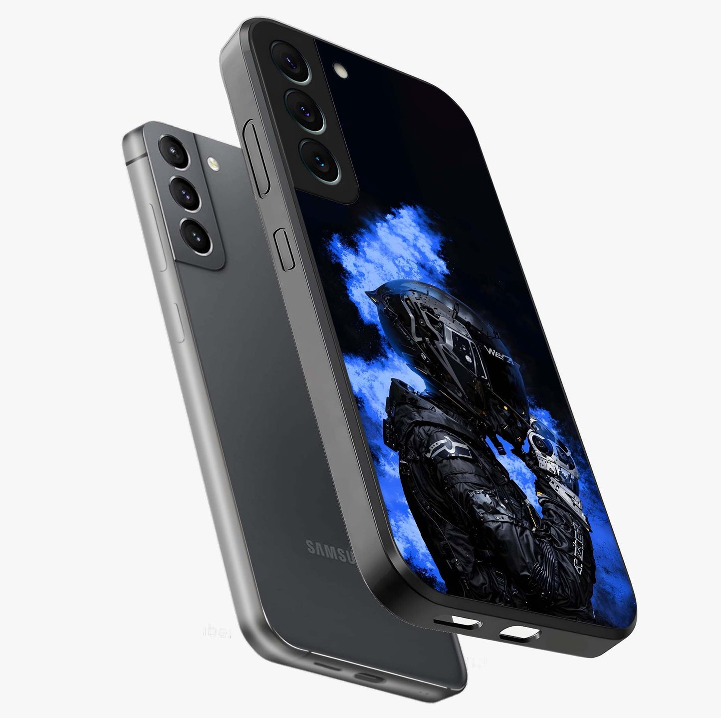 Cyber Sentinel Protocol Glass Case displayed in angled mockup highlighting digital cyber design with sci-fi aesthetic style.