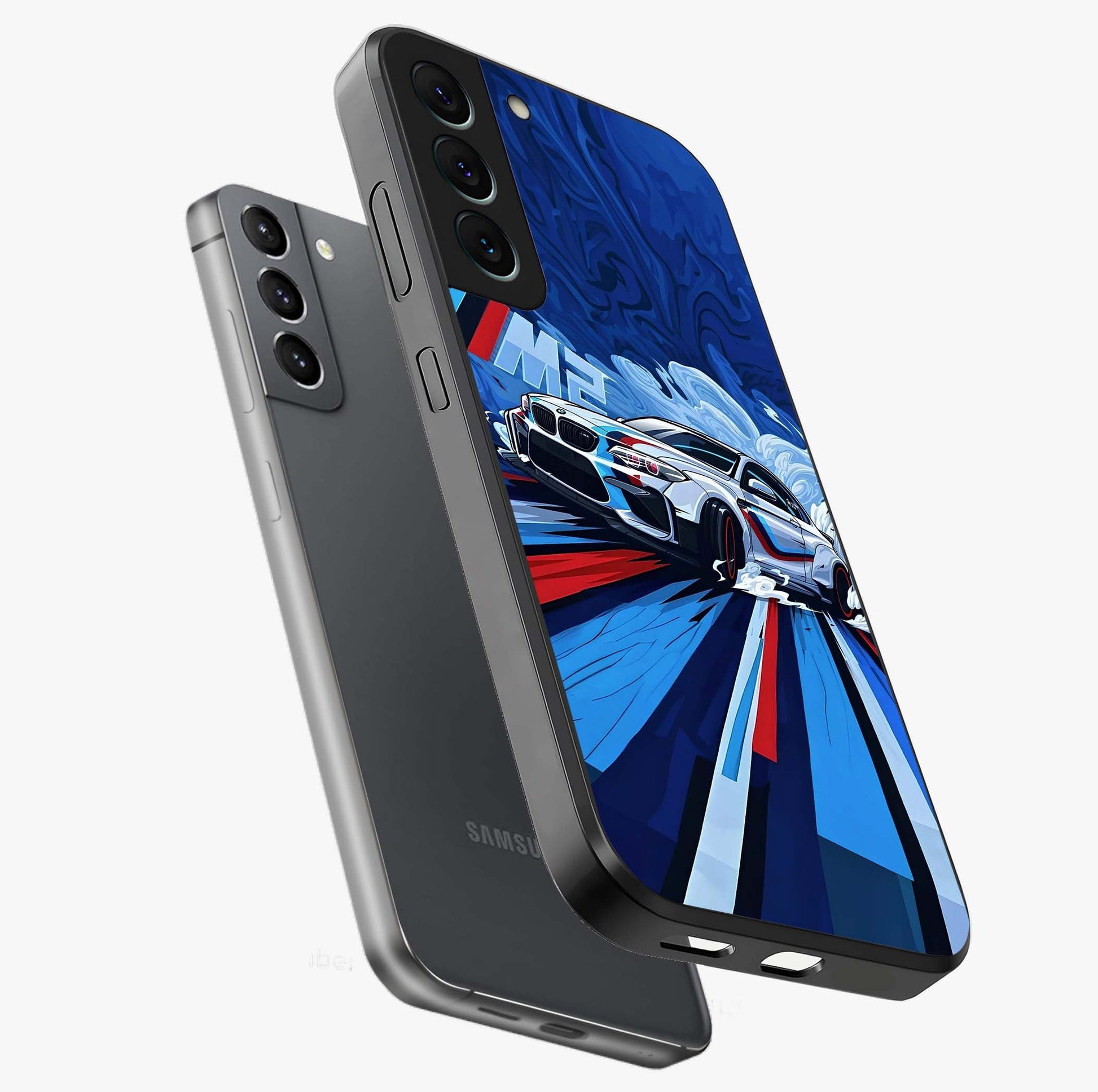Drift Power Rush Glass Case displayed in angled mockup highlighting powerful drift car design with sporty aesthetic style.