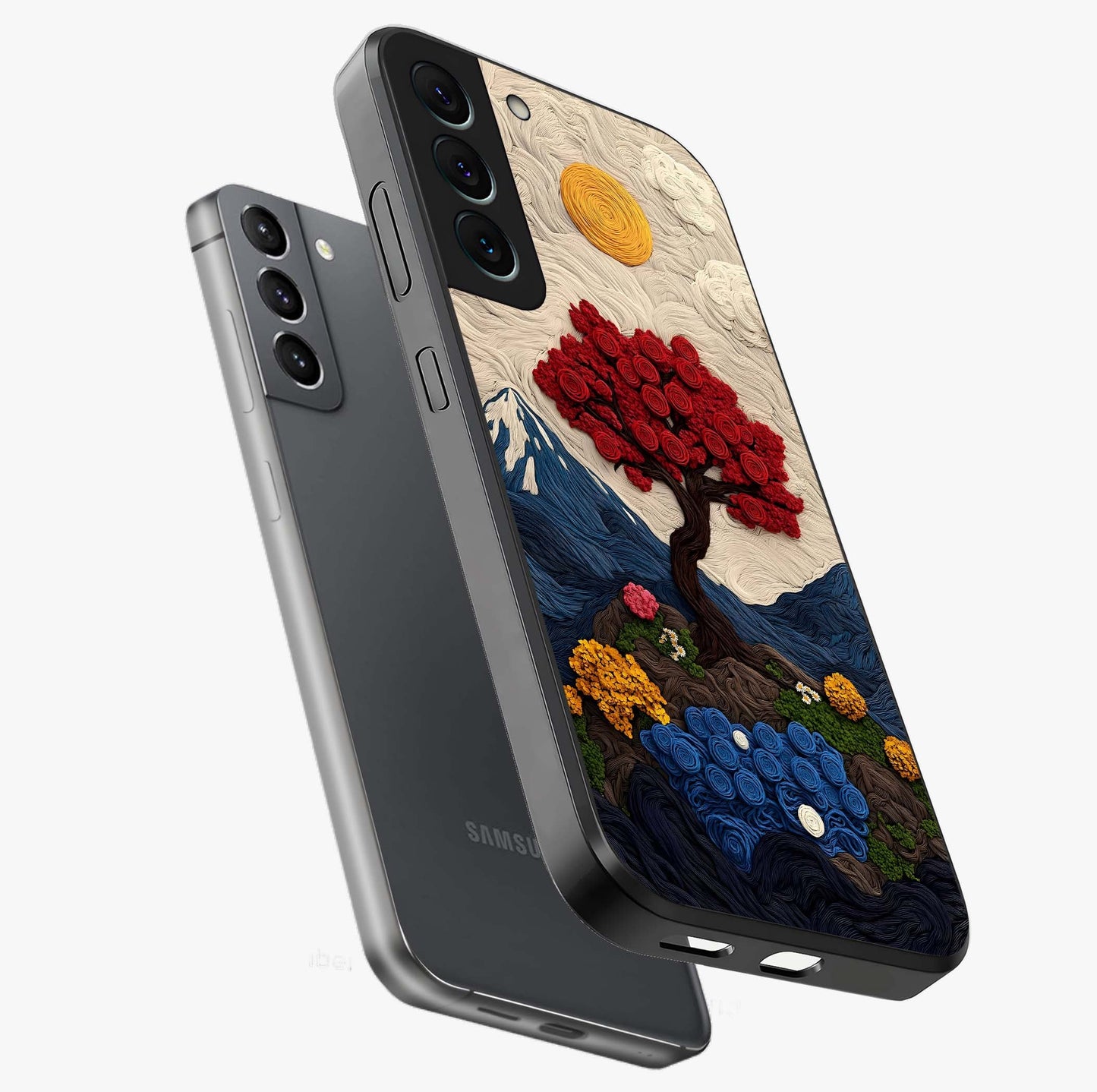 Eternal Nature Tapestry Glass Case displayed in angled mockup highlighting detailed botanical pattern with artistic aesthetic.