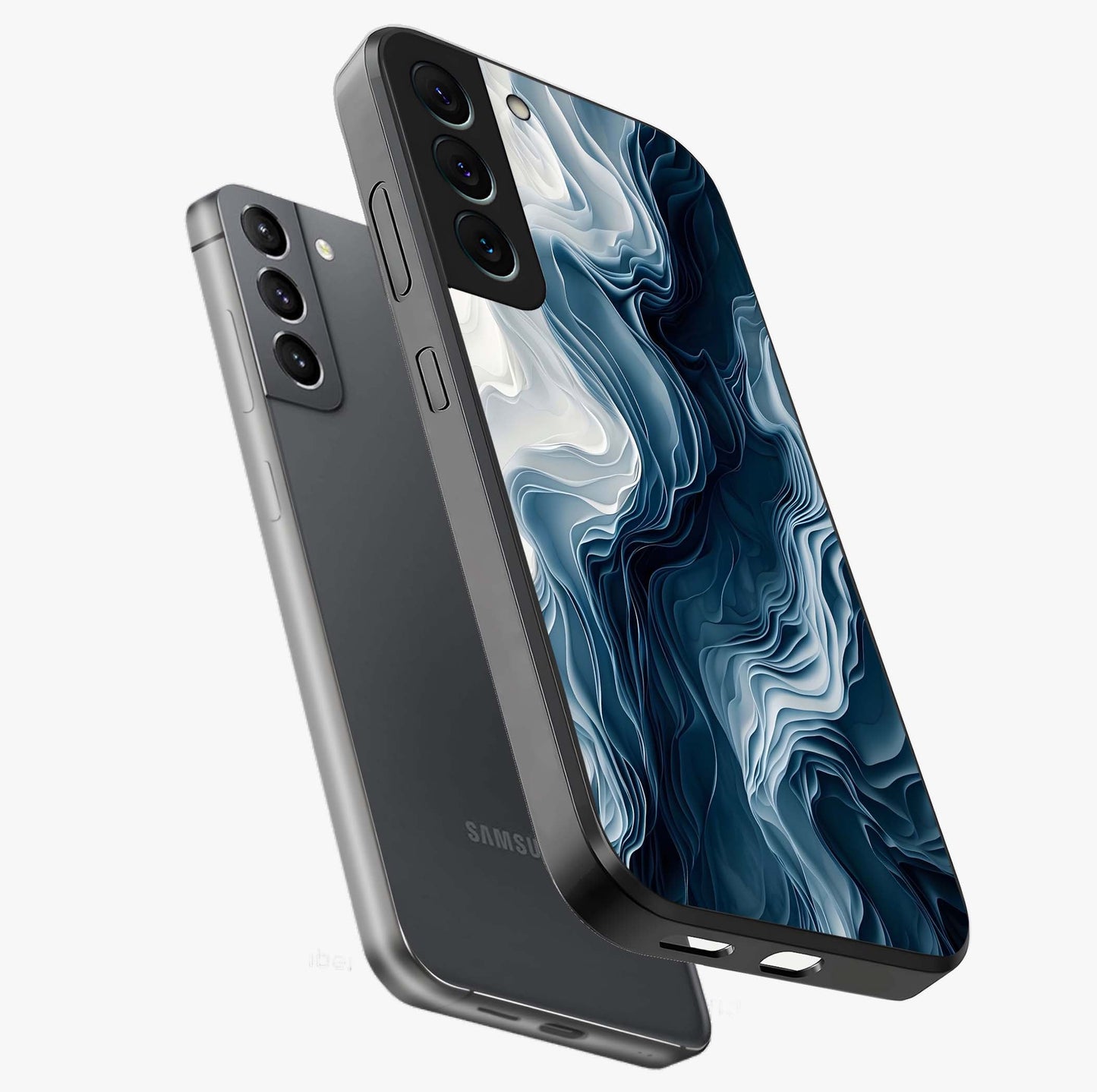 Ethereal Paper Marble Glass Case displayed in angled mockup highlighting elegant marble pattern with modern aesthetic style.