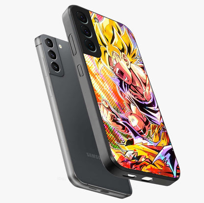 Firing Goku Glass Case displayed in angled mockup highlighting dynamic anime character design with action aesthetic.