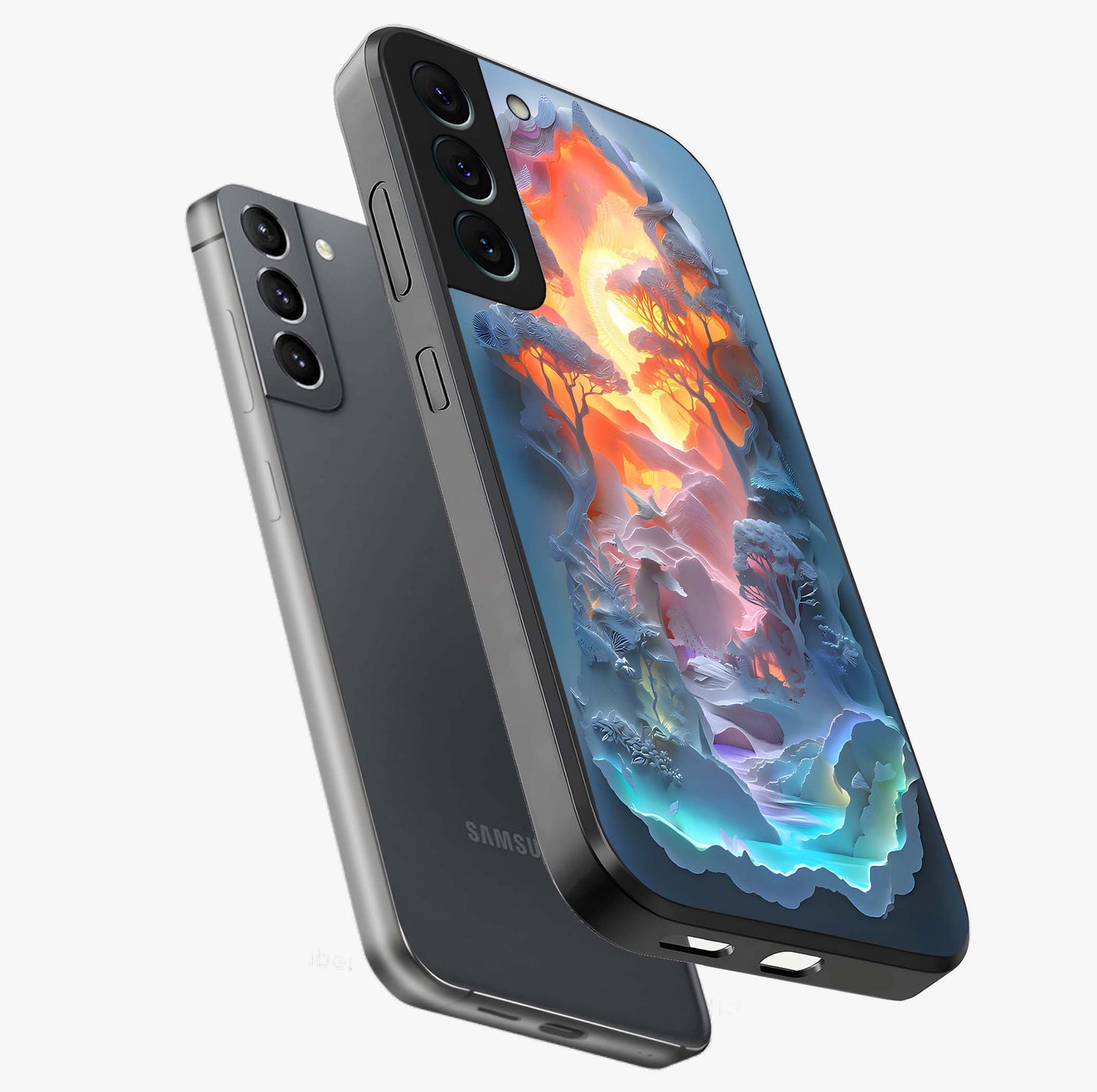 Glow Forest Portal Glass Case displayed in angled mockup highlighting mystical forest design with magical glowing aesthetic.