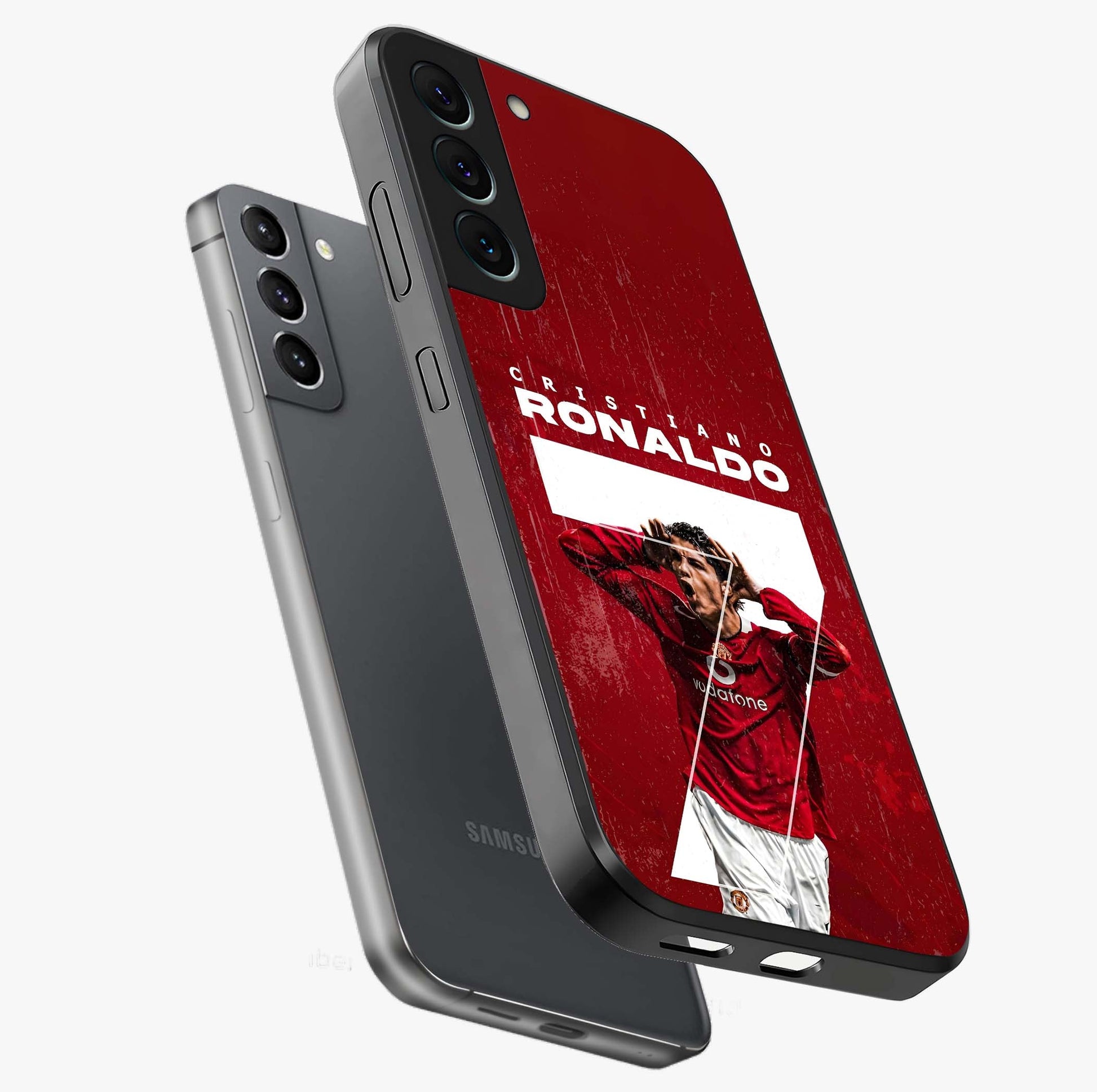 Goal Celebration Legacy Glass Case displayed in angled mockup highlighting energetic sports celebration design with bold athletic theme.
