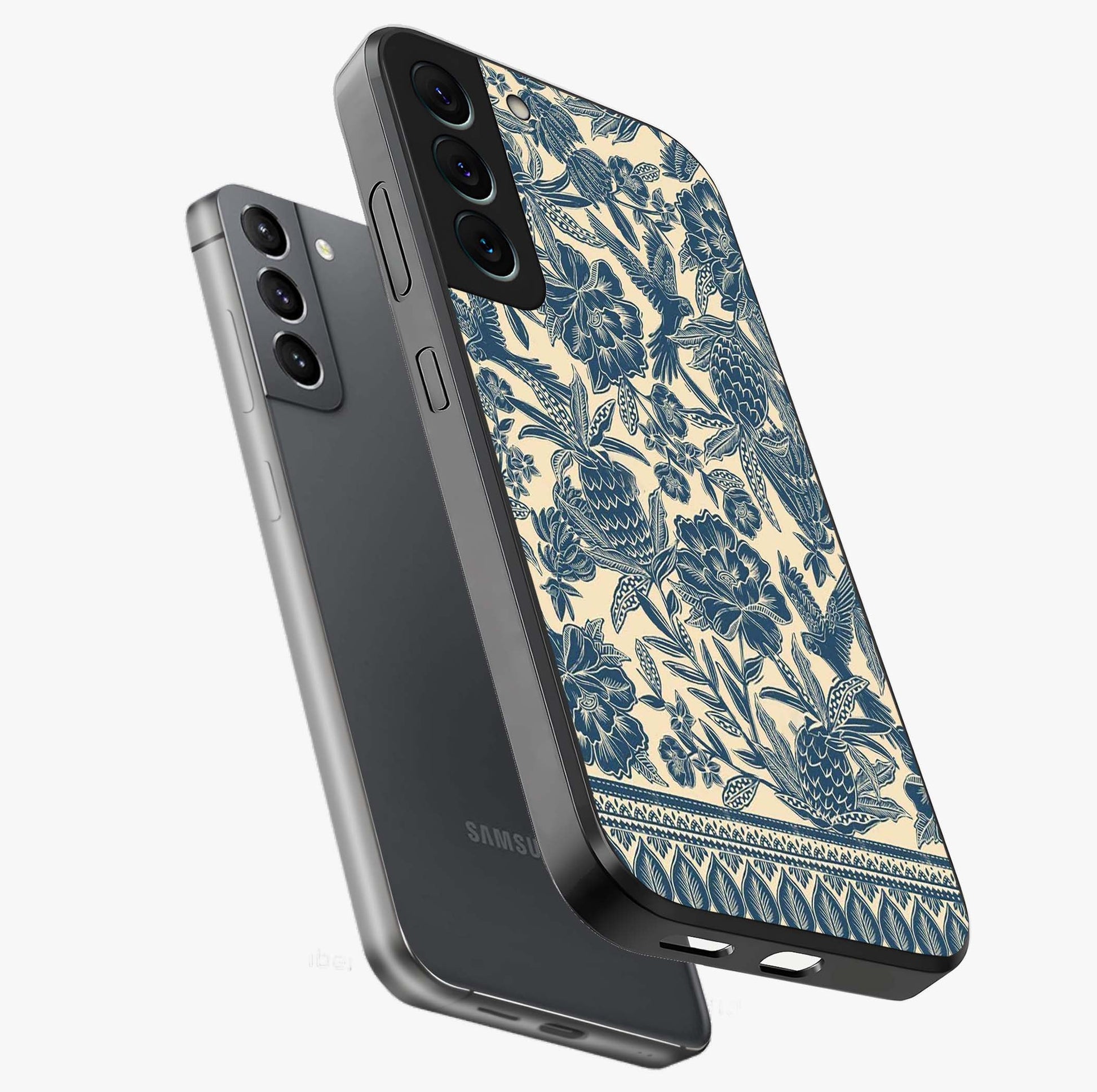 Heirloom Wild Bloom Glass Case displayed in angled mockup highlighting botanical bloom design with classic aesthetic style.