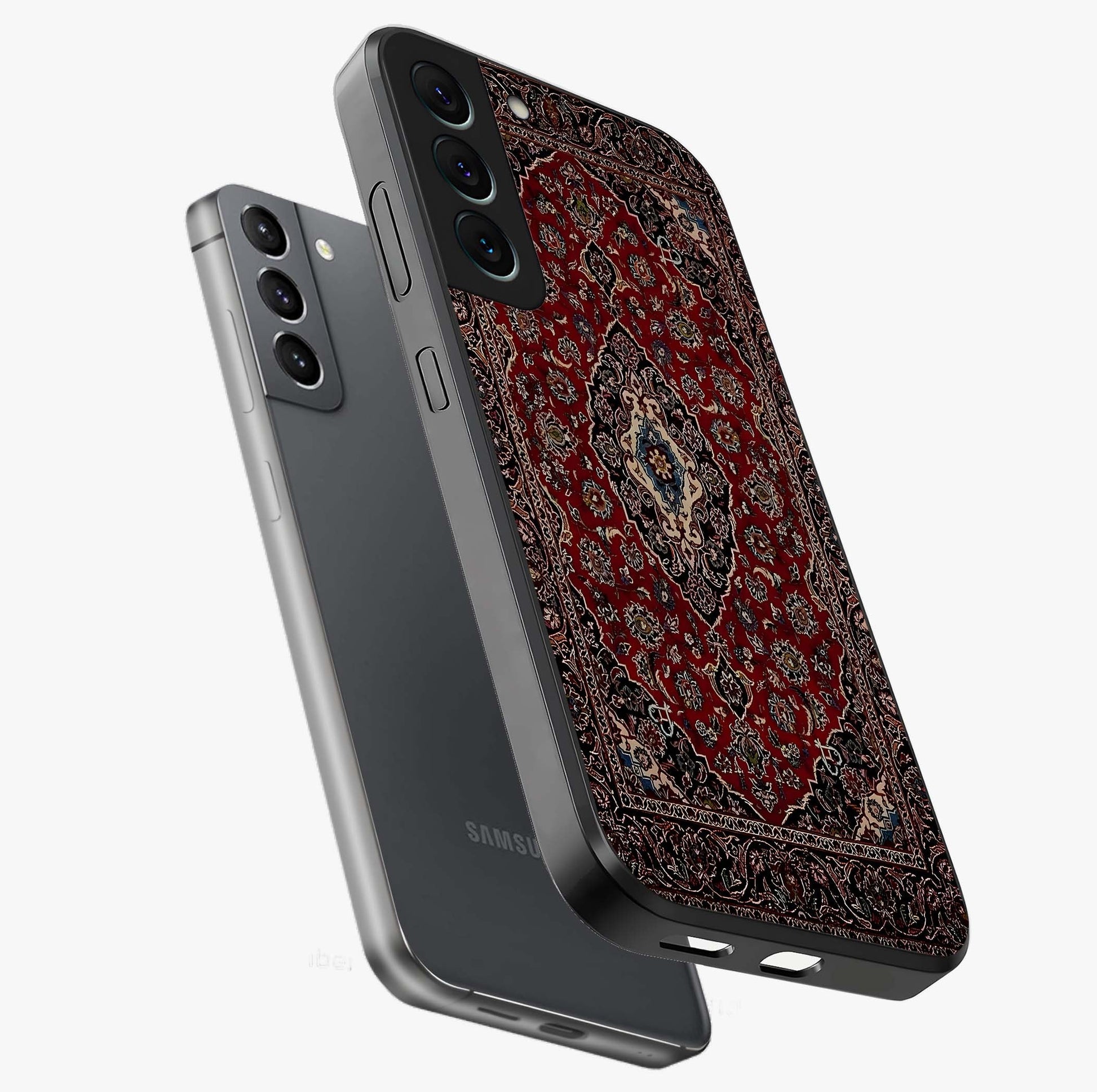 Heritage Carpet Royale Glass Case displayed in angled mockup highlighting intricate royal carpet design with heritage aesthetic.