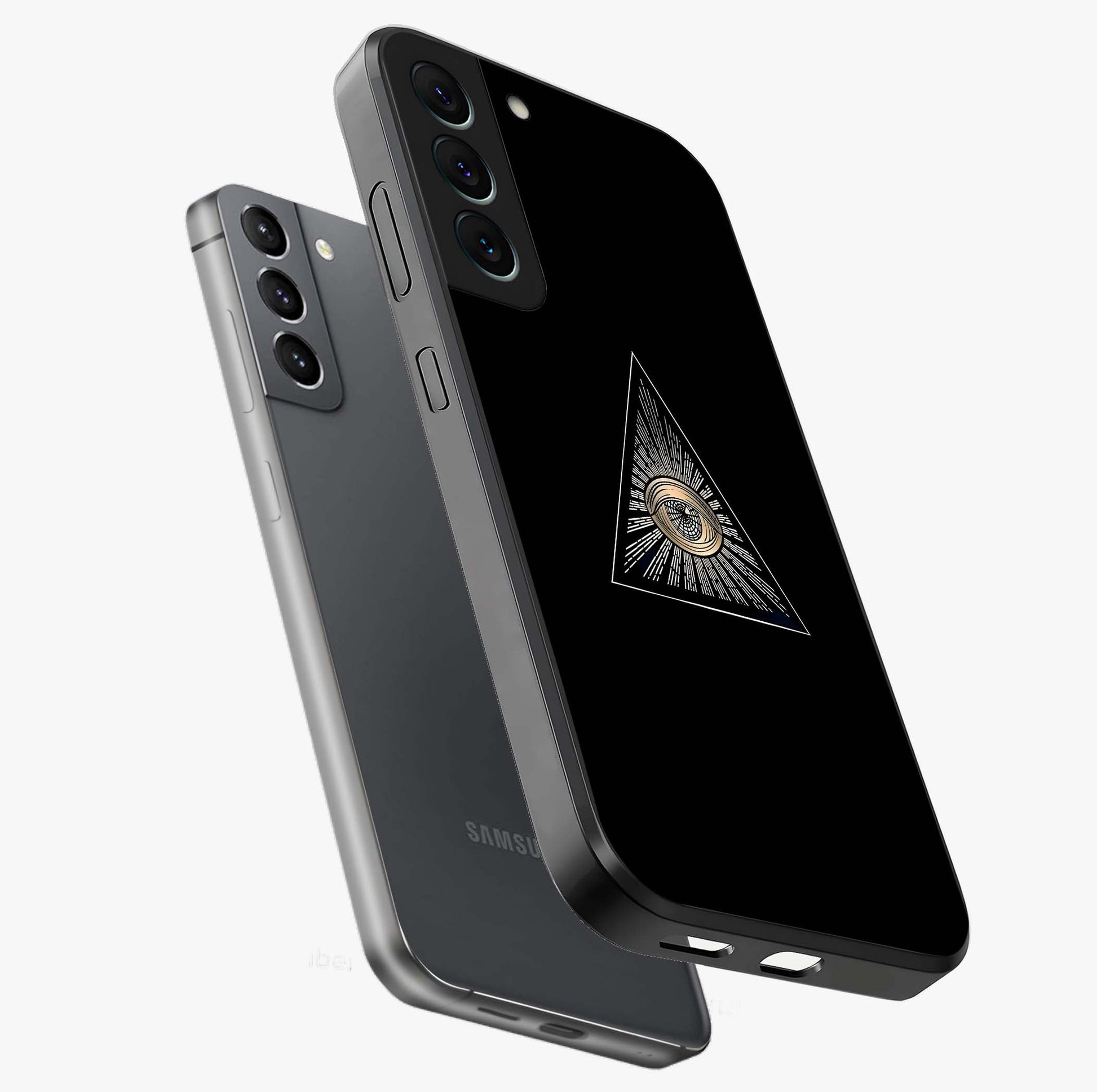 Illuminati Evil Glass Case displayed in angled mockup highlighting dark occult inspired design with bold aesthetic style.