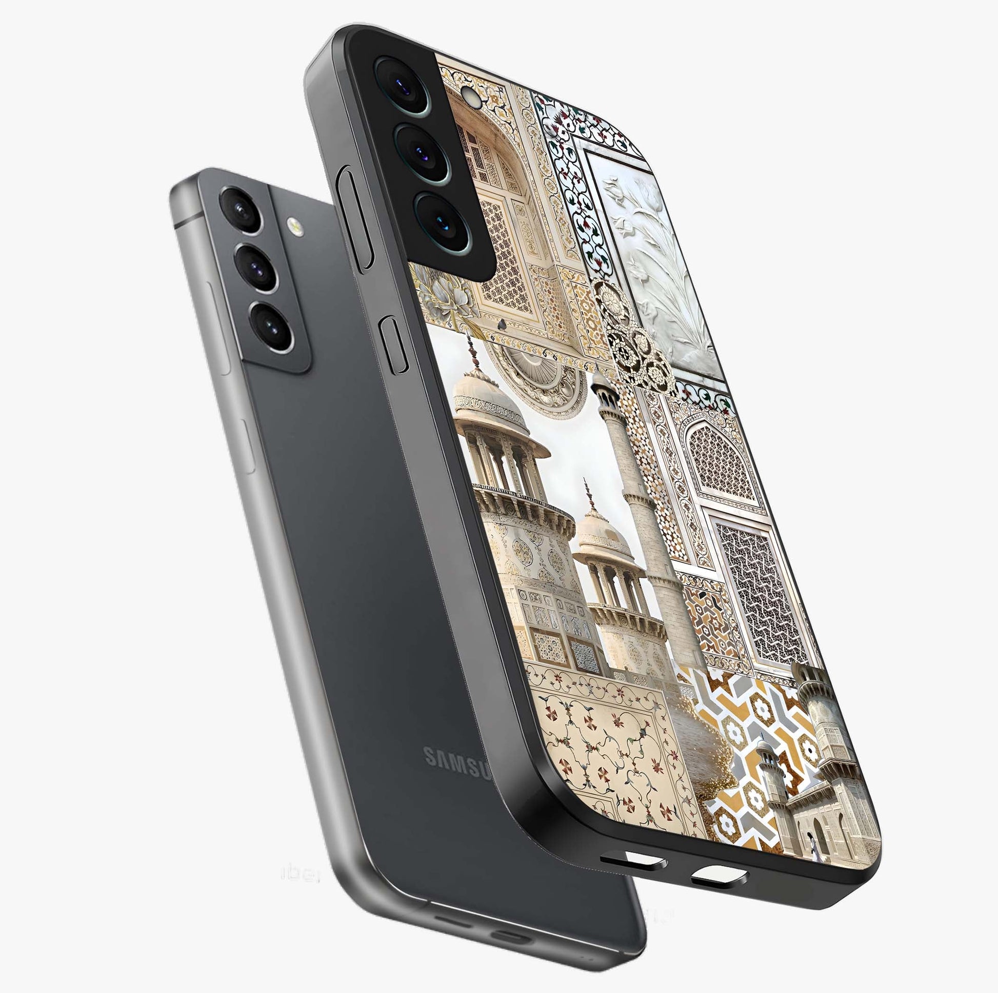 Mughal Marble Legacy Glass Case displayed in angled mockup highlighting elegant heritage marble artwork with royal aesthetic.
