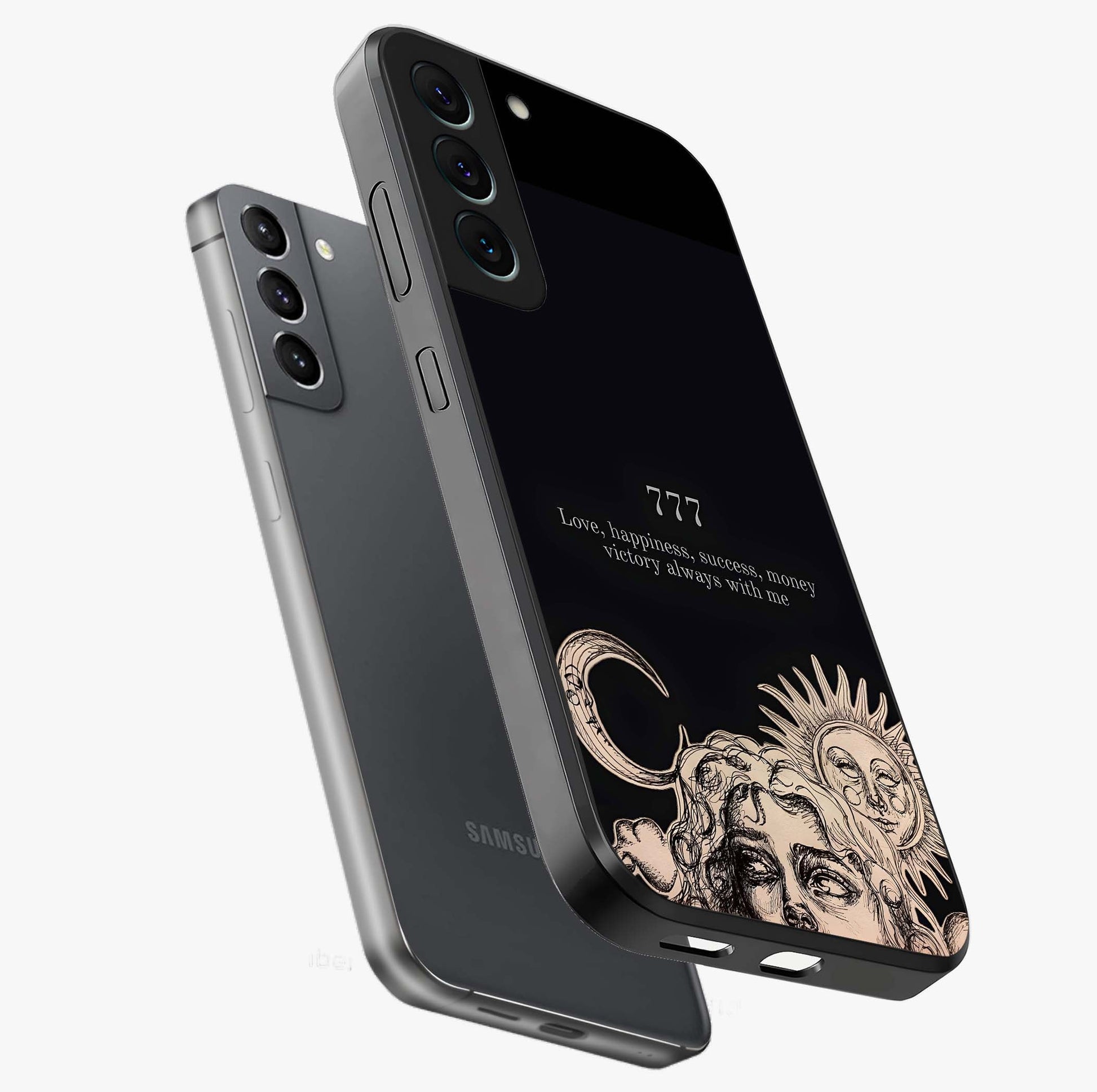 Mystic Victory Aura Glass Case displayed in angled mockup highlighting energetic aura design with bold mystical aesthetic.