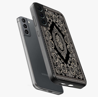 Noir Bloom Elegance Glass Case displayed in angled mockup highlighting refined flower design with stylish noir aesthetic.