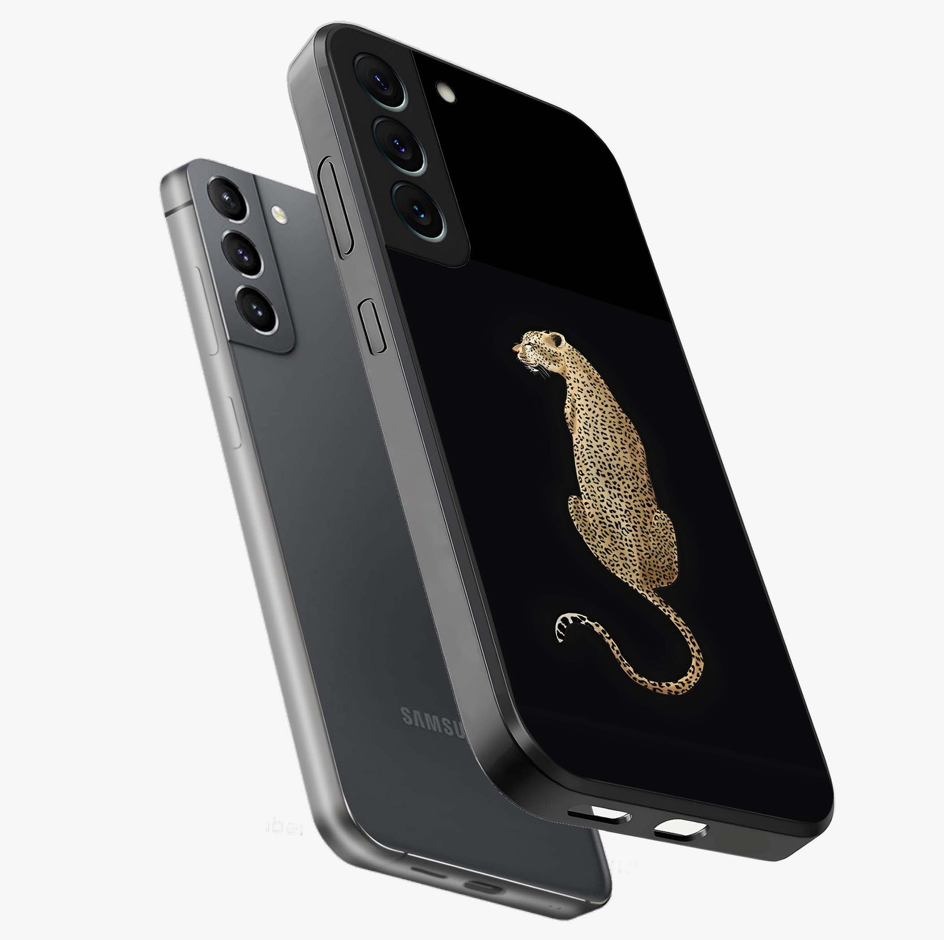 Regal Leopard Glass Case displayed in angled mockup highlighting powerful animal illustration with stylish wild aesthetic.