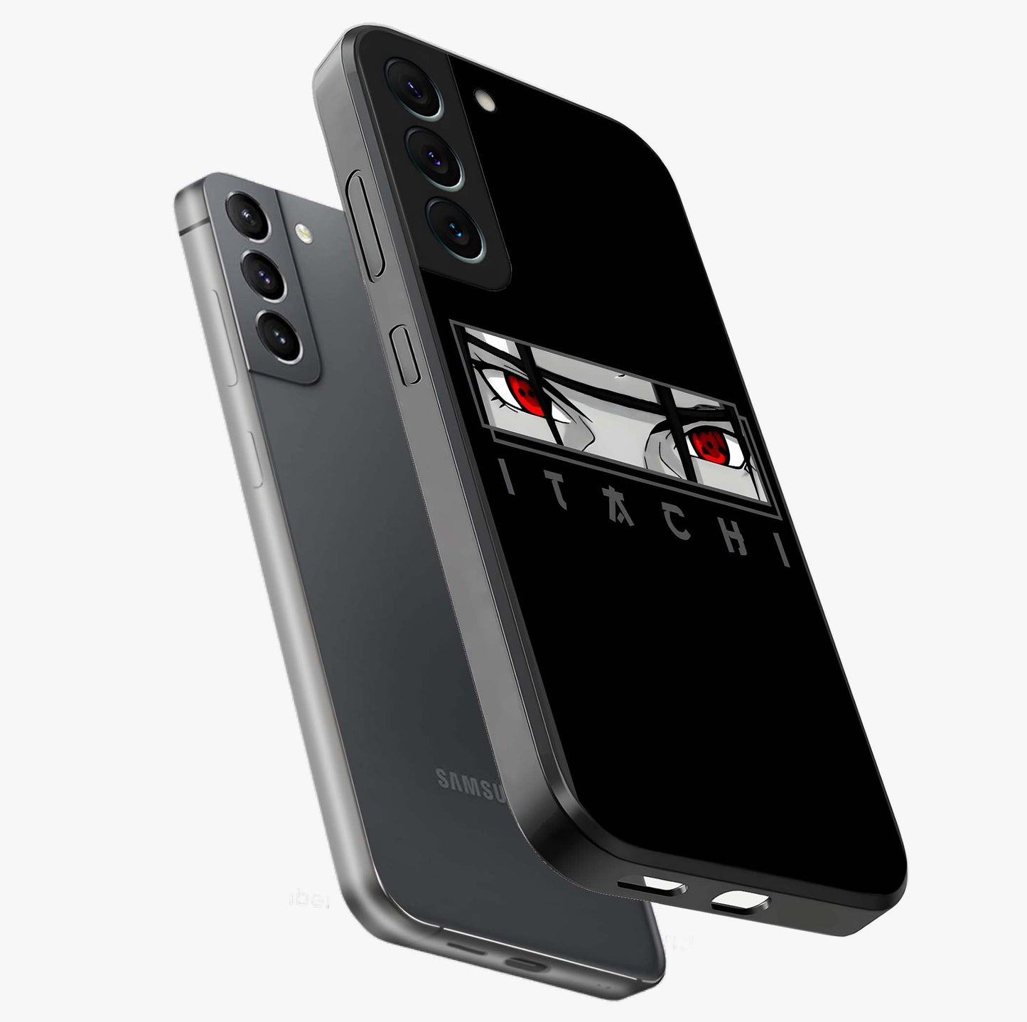 Scarlet Gaze Dominance Glass Case displayed in angled mockup highlighting intense visual design with bold scarlet aesthetic.