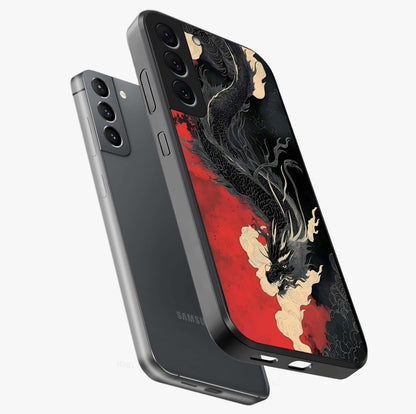 Shadow Dragon Fury Glass Case displayed in angled mockup highlighting powerful dragon illustration with dark fantasy aesthetic.