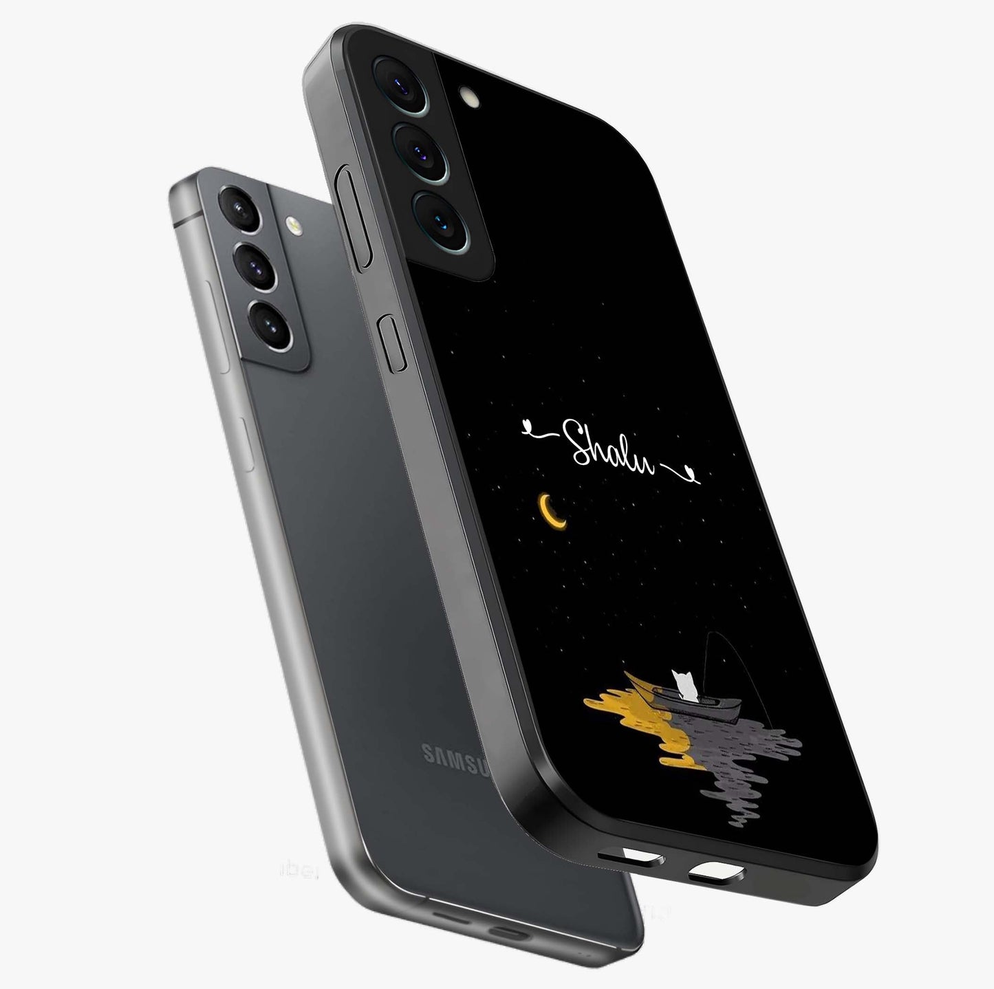 Silent Night Row Glass Case displayed in angled mockup highlighting peaceful evening design with dreamy night aesthetic.
