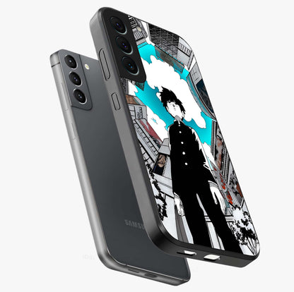 Silent Psychic Awakening Glass Case displayed in angled mockup highlighting spiritual awakening design with cosmic aesthetic.