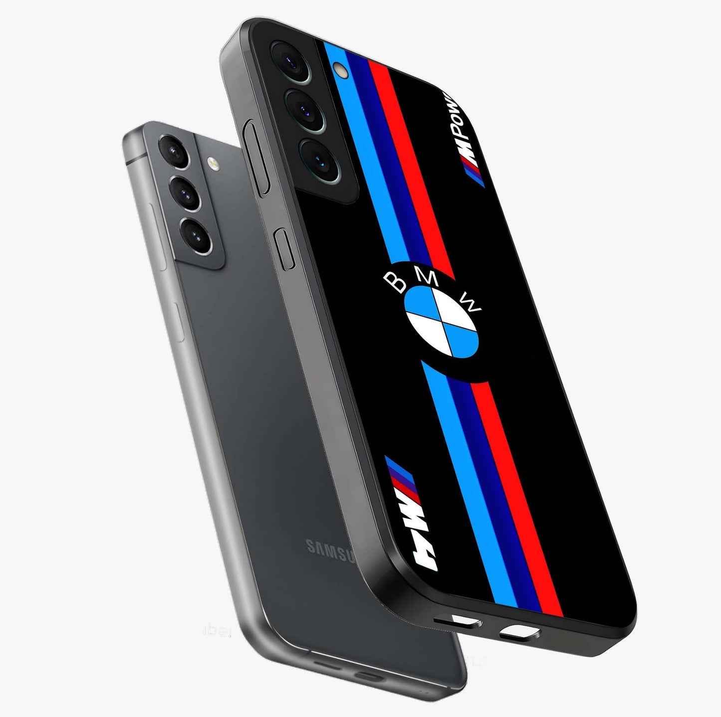 Turbo BMW Beast Glass Case displayed in angled mockup highlighting sleek racing car design with bold automotive aesthetic.
