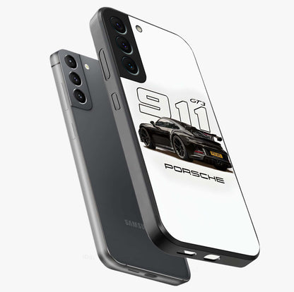 Turbo Legacy Icon Glass Case displayed in angled mockup highlighting dynamic automotive design with performance aesthetic.