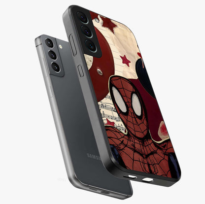 Web Warrior Vibes Glass Case displayed in angled mockup highlighting dynamic web design with comic style aesthetic.