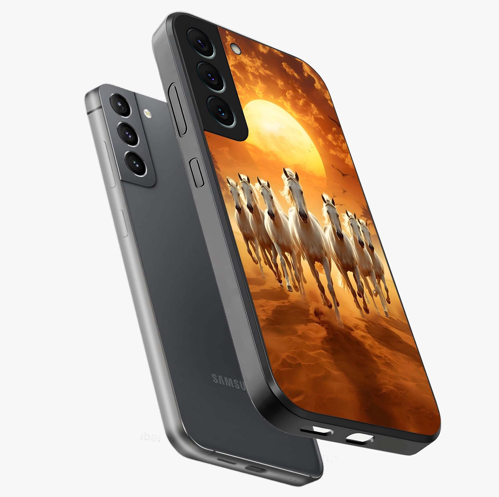 Wild Sunset Majesty Glass Case displayed in angled mockup highlighting vibrant sunset sky design with scenic aesthetic.