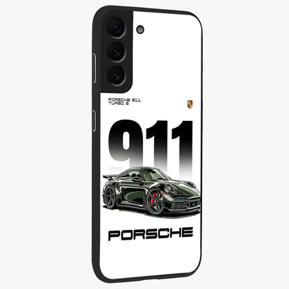 911 Turbo Dominance Glass Case upright perspective showcasing powerful racing design and modern automotive aesthetic.