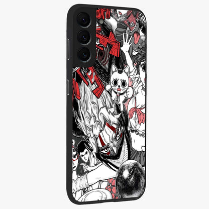 Crimson Chaos Panel Glass Case upright view showcasing intense crimson artwork with dramatic aesthetic style.