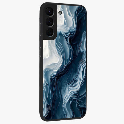 Ethereal Paper Marble Glass Case upright view showcasing smooth marble artwork with refined minimalist theme.