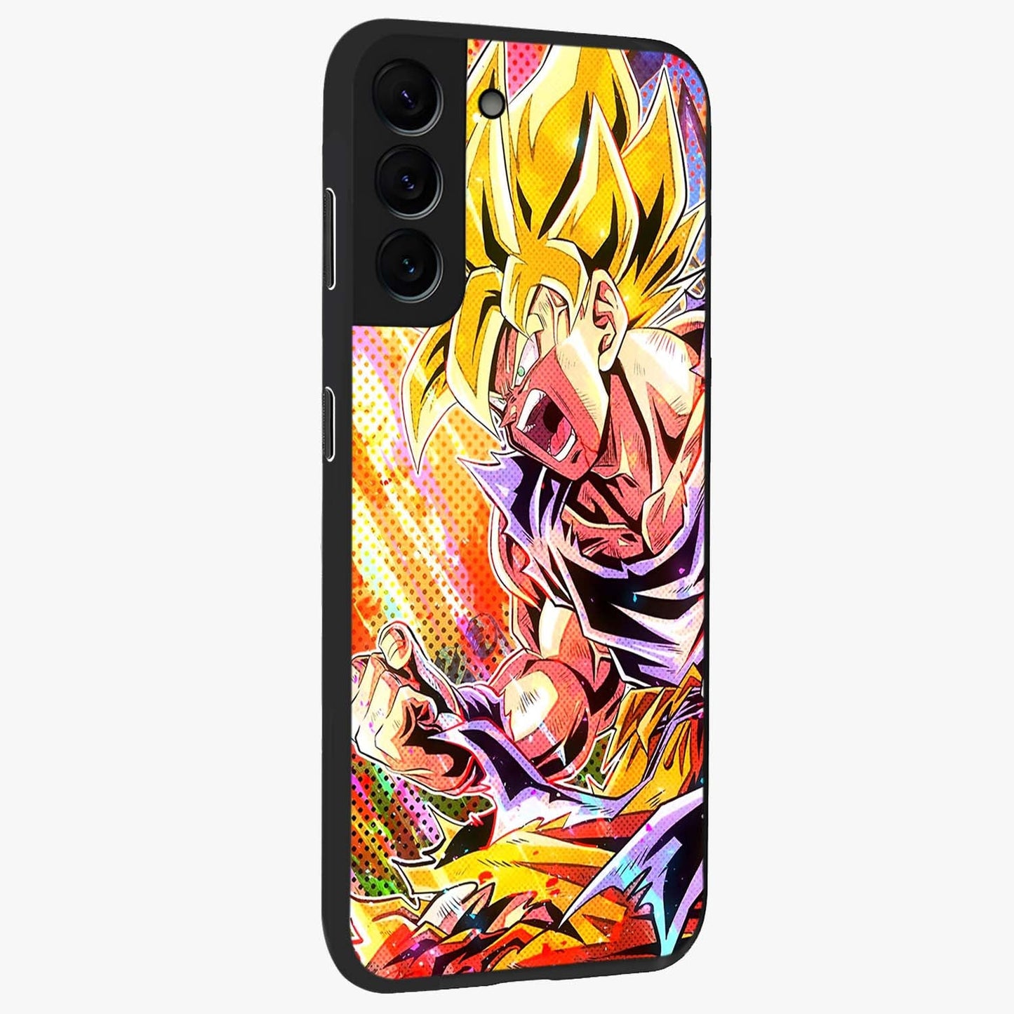 Firing Goku Glass Case upright view showcasing energetic anime artwork with bold warrior theme.