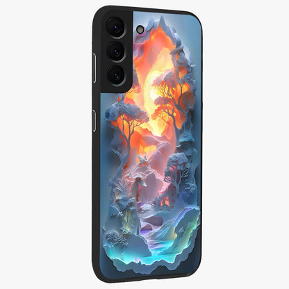 Glow Forest Portal Glass Case upright view showcasing enchanted forest portal artwork with fantasy nature theme.