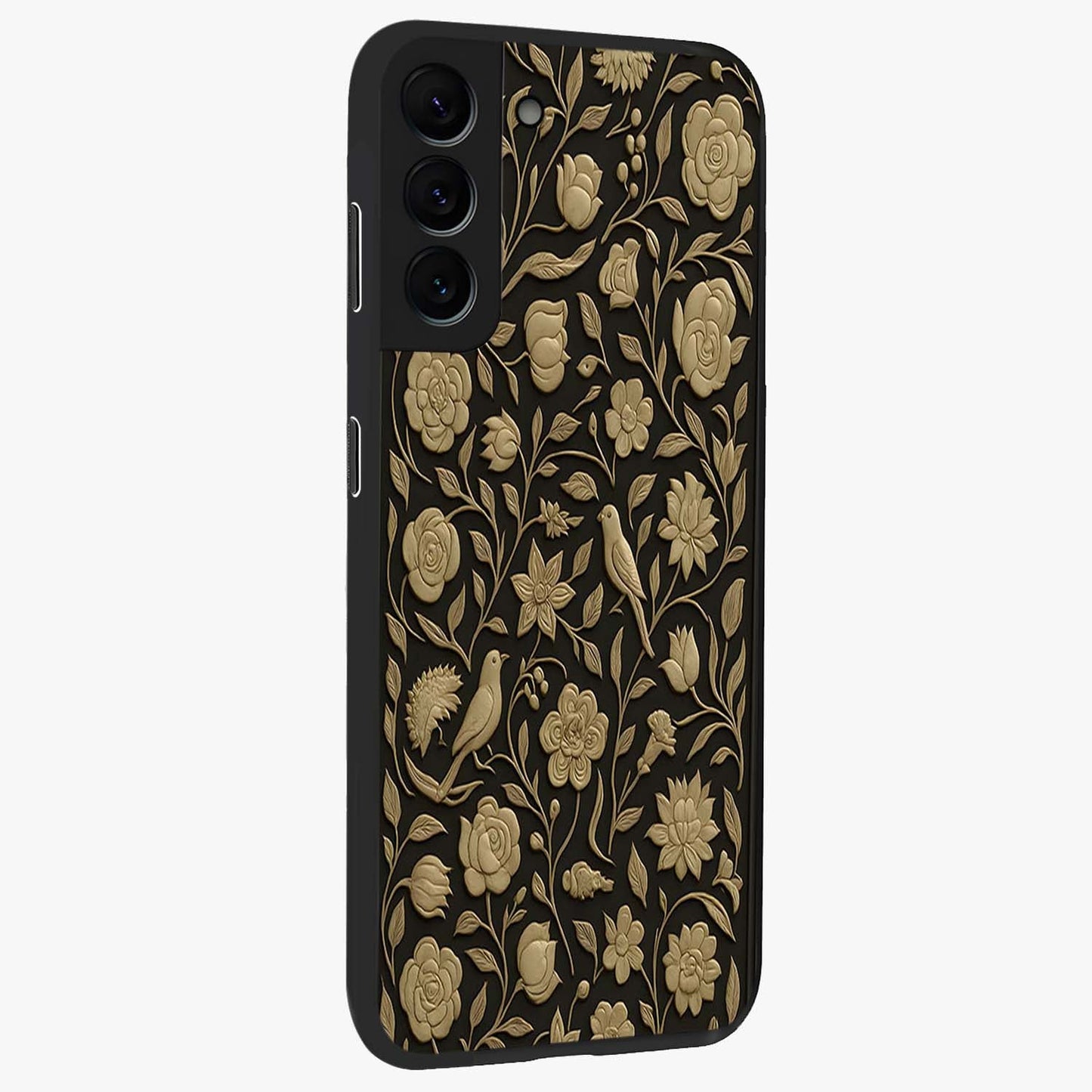 Golden Evil Eye Mandala Glass Case upright view showcasing decorative evil eye mandala artwork with spiritual aesthetic style.