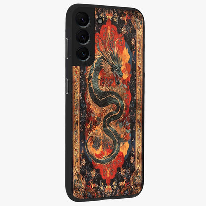 Inferno Dragon Soul Glass Case upright view showcasing intense dragon artwork with fantasy fire theme.