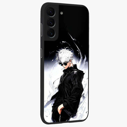 Limitless Shadow King Glass Case upright view showcasing bold shadow warrior artwork with epic fantasy theme.