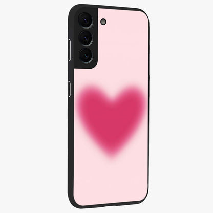 Pink Aura Heart Glass Case upright view showcasing romantic heart artwork with soft pastel theme.