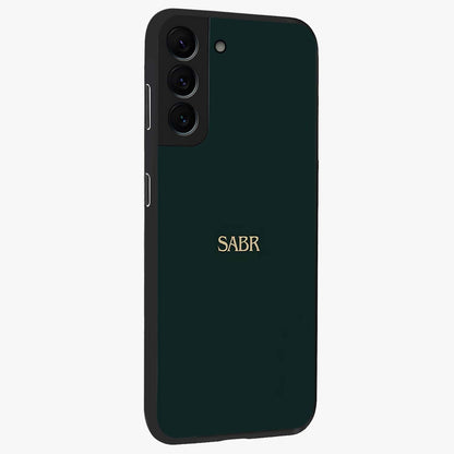 Sabr Minimal Patience Glass Case upright view showcasing calm minimalist artwork with motivational patience theme.