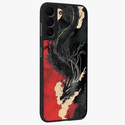 Shadow Dragon Fury Glass Case upright view showcasing intense dragon artwork with dramatic shadow theme.