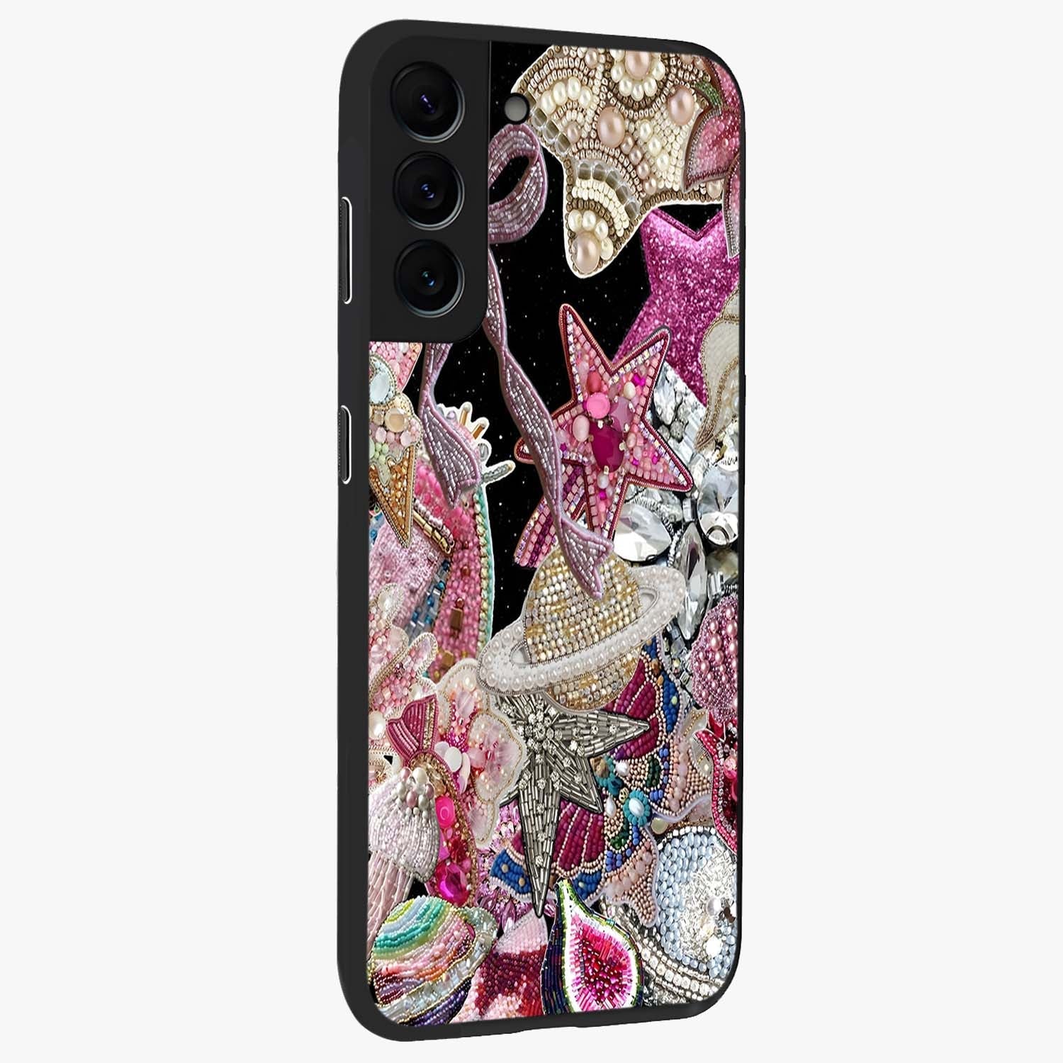 Starlit Jewel Dream Glass Case upright view showcasing radiant star inspired artwork with magical night theme.