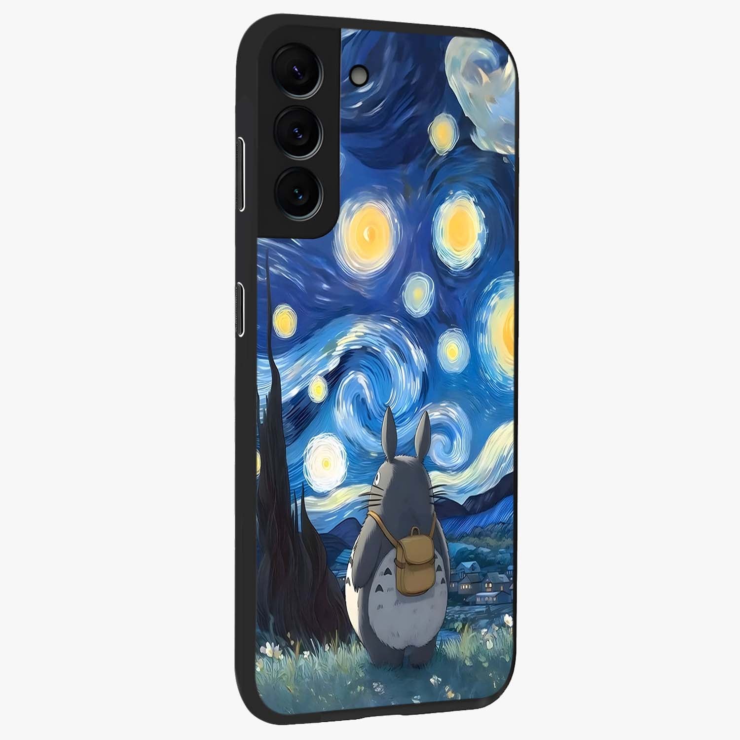 Totoro In Van Gogh Art Glass Case upright view showcasing creative character artwork with painterly artistic theme.