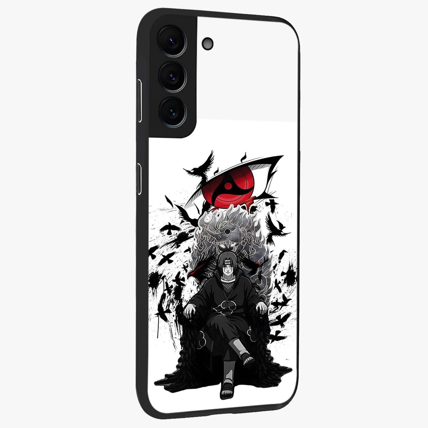 Uchiha Shadow Throne Glass Case upright view showcasing magical underwater galaxy artwork with vibrant cosmic theme.