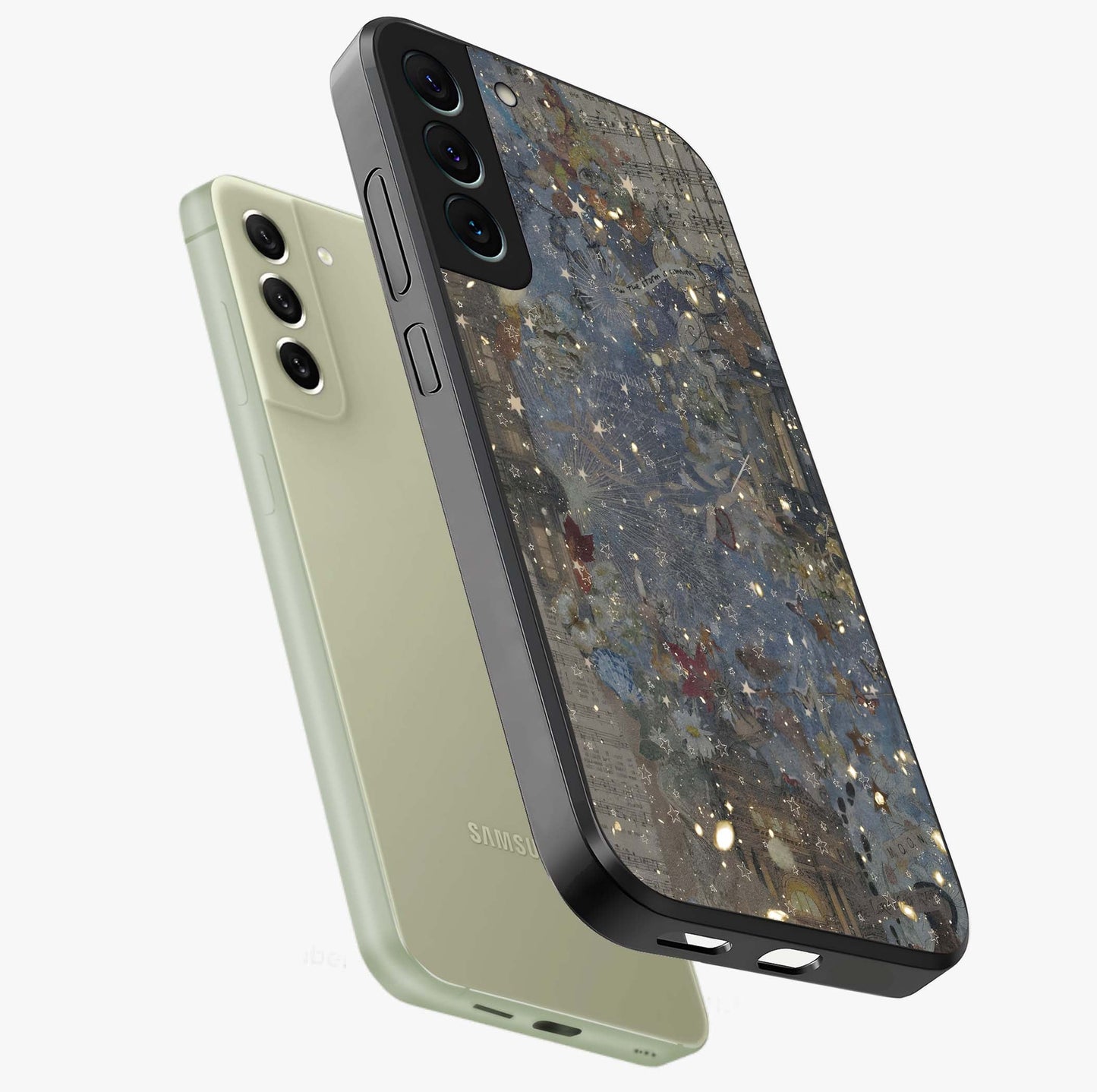 Aesthetic Astrolophia Glass Case displayed in angled mockup highlighting artistic aesthetic elements and smooth glass surface.
