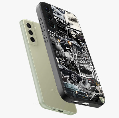 Aesthetic Dark Love Glass Case displayed in angled mockup highlighting moody aesthetic design and bold love theme.