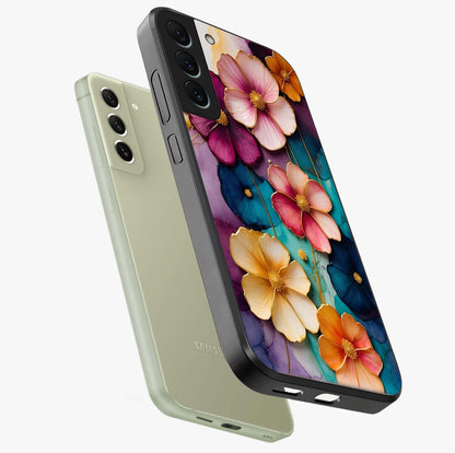 Artlyn Grace Flower Pattern Glass Case displayed in angled mockup highlighting delicate flower pattern design and smooth glass surface.