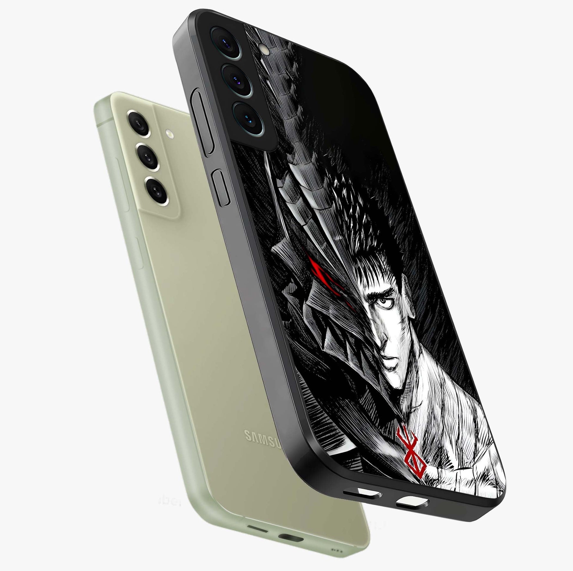 Berserker Blood Oath Glass Case displayed in angled mockup highlighting dark fantasy graphic design and powerful theme.