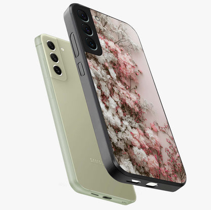 Blush Blossom Cloud Glass Case displayed in angled mockup highlighting soft cloud and blossom design with pastel aesthetic.