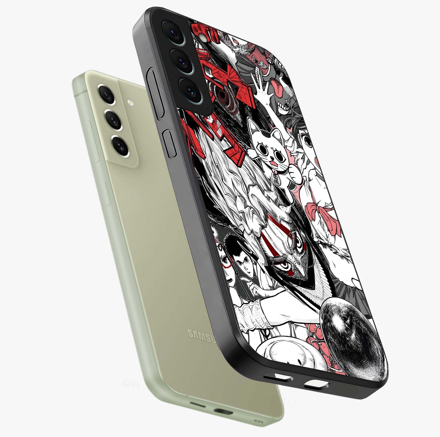 Crimson Chaos Panel Glass Case displayed in angled mockup highlighting chaotic panel style design with modern graphic theme.