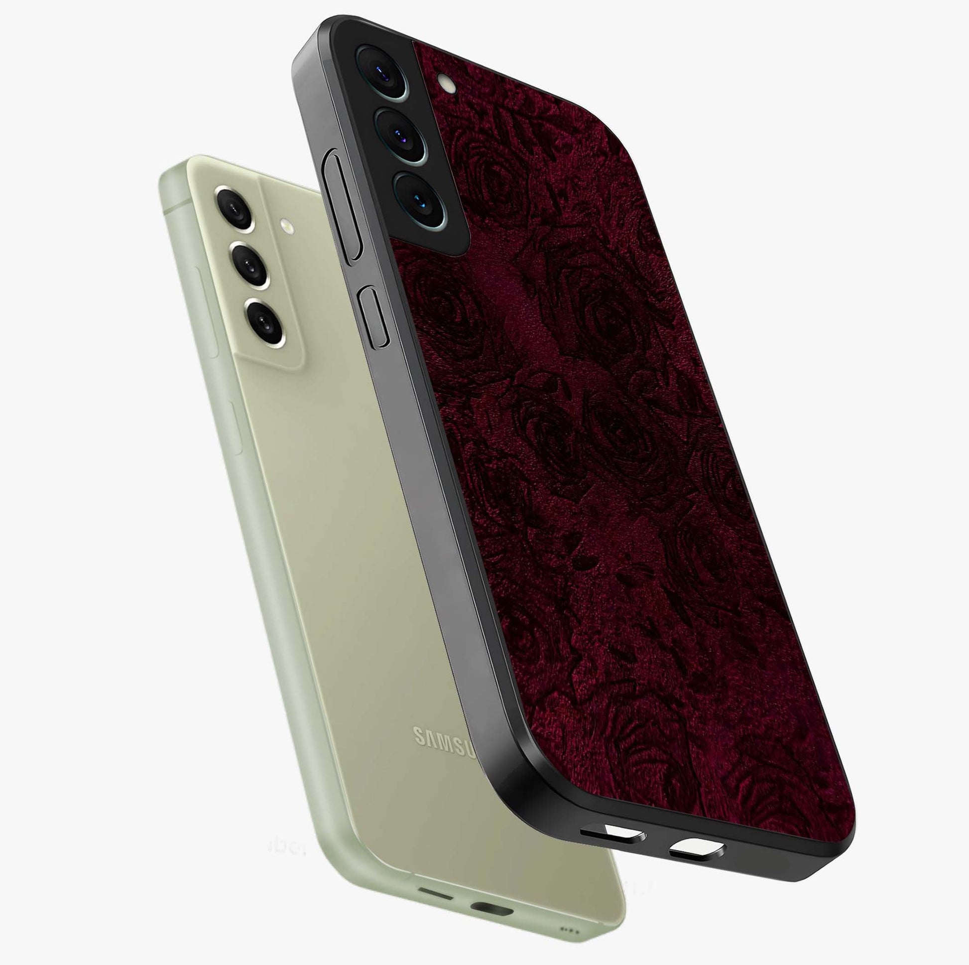 Crimson Fade Flow Glass Case displayed in angled mockup highlighting smooth gradient design with modern aesthetic style.
