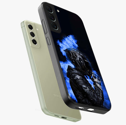 Cyber Sentinel Protocol Glass Case displayed in angled mockup highlighting digital cyber design with sci-fi aesthetic style.