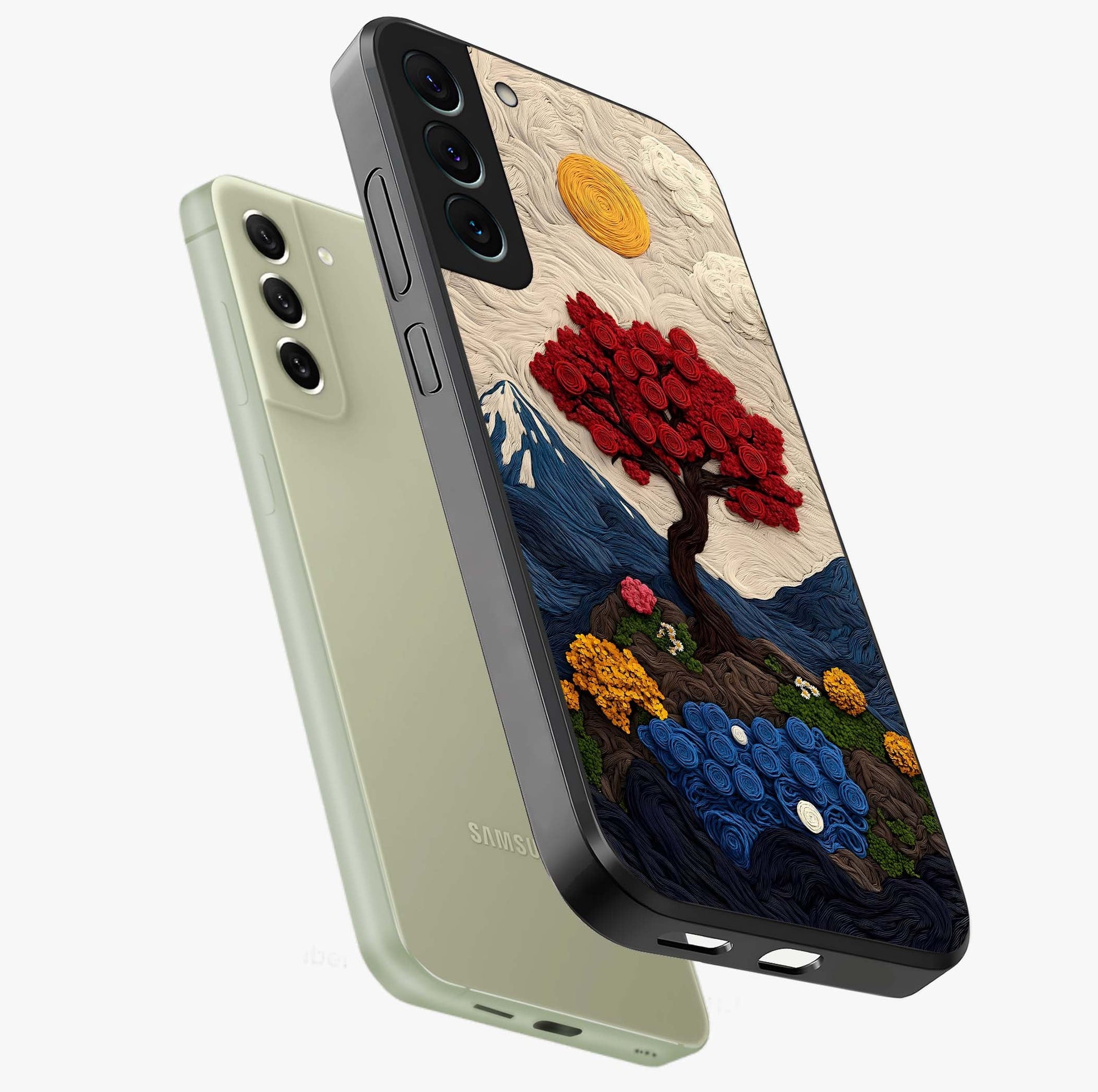 Eternal Nature Tapestry Glass Case displayed in angled mockup highlighting detailed botanical pattern with artistic aesthetic.