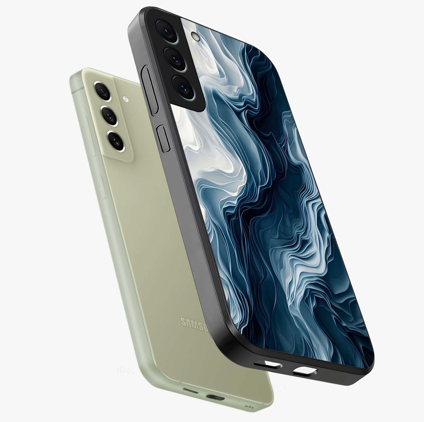 Ethereal Paper Marble Glass Case displayed in angled mockup highlighting elegant marble pattern with modern aesthetic style.