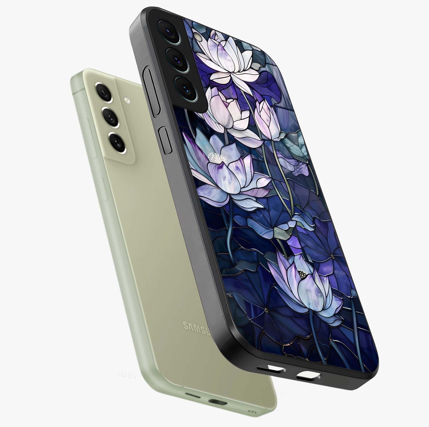 Gloss Petal Rush Glass Case displayed in angled mockup highlighting vibrant petal design with elegant floral aesthetic.