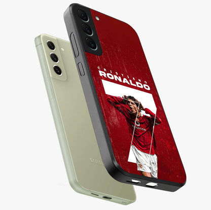 Goal Celebration Legacy Glass Case displayed in angled mockup highlighting energetic sports celebration design with bold athletic theme.